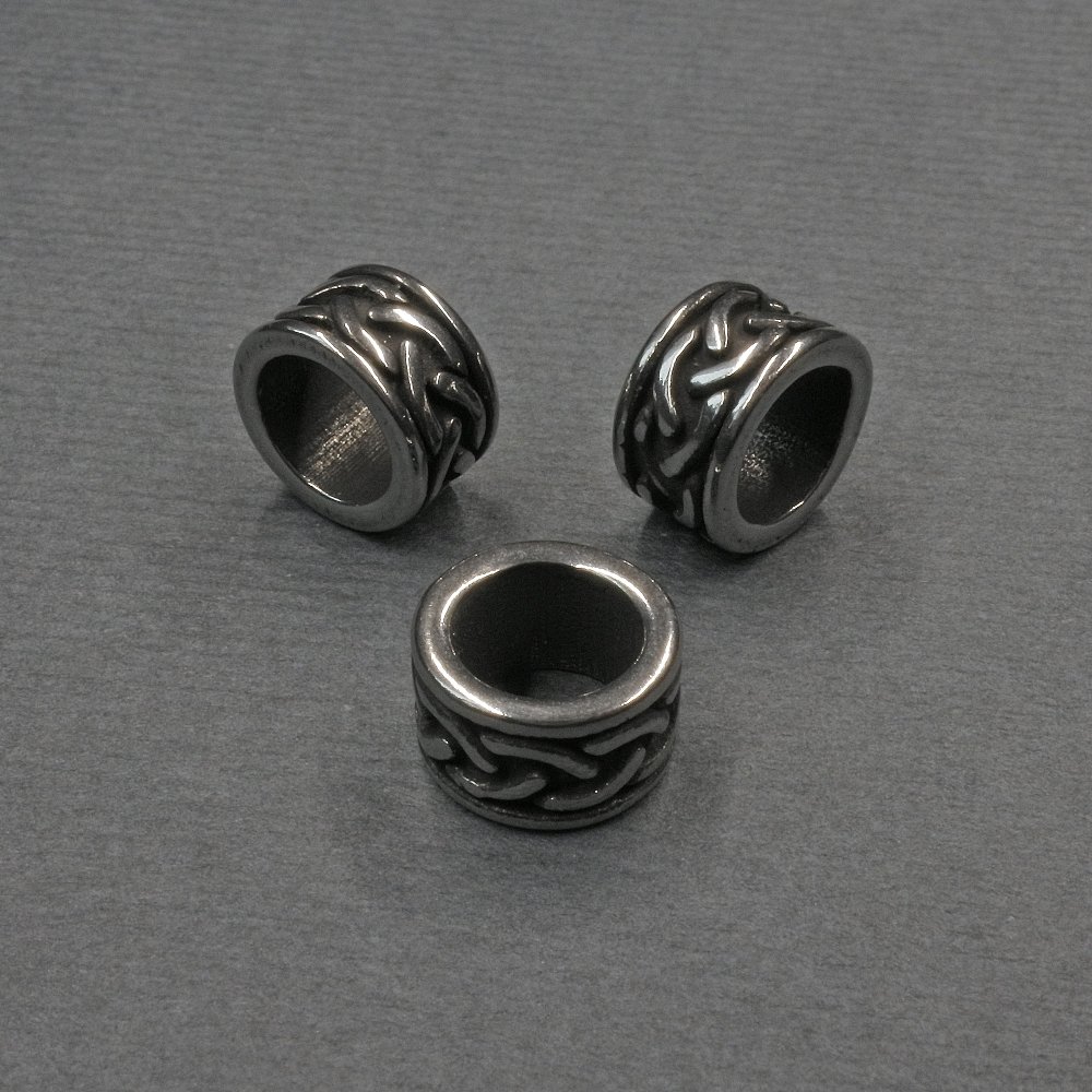 Kovová korálková vložka, barva kovu stříbrná, průměr 9×5 mm ± otvor, průměr 6 mm