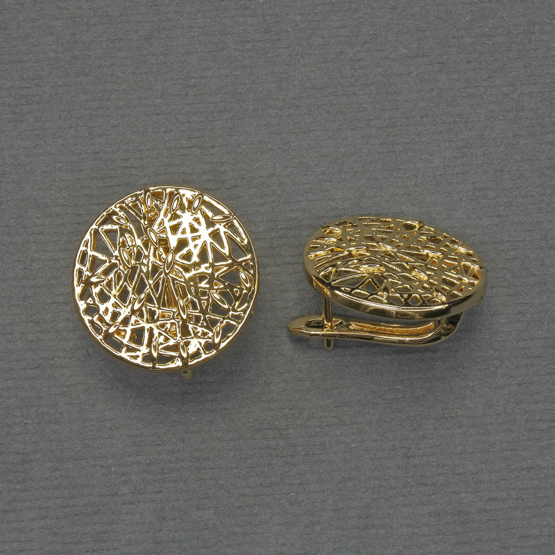 Háčky na náušnice z pozlaceného kovu, průměr 18 mm – pár