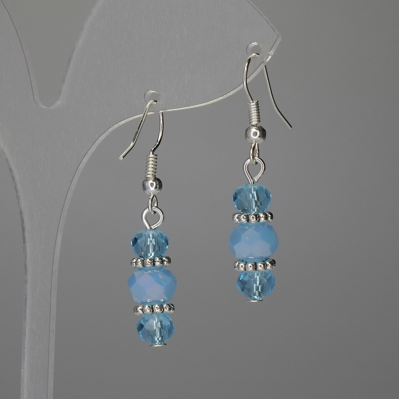 Náušnice z českého křišťálu rondely 6×5 mm +- 8×6 mm +-, délka 38 mm+