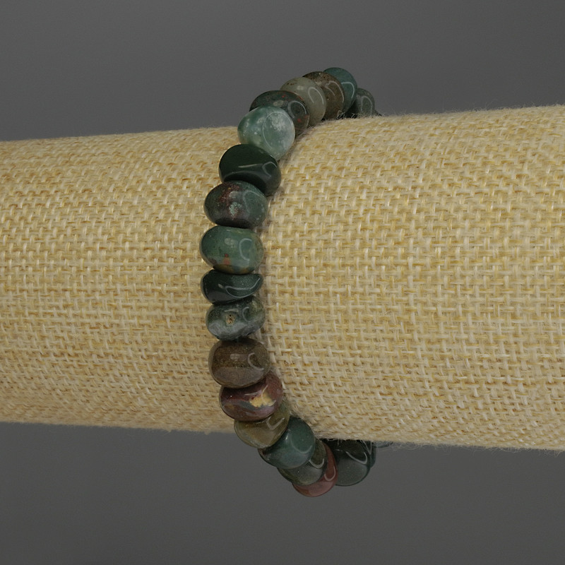 Náramek z jaspisu galetového tvaru, průměr 9×7 mm, délka 18 cm, elastický