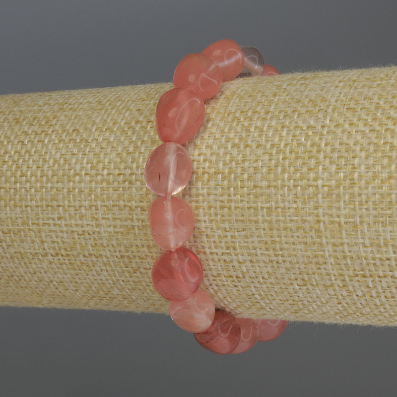 Náramek z chalcedonu – brusované korálky, průměr 9–13×9 mm, délka 18 cm