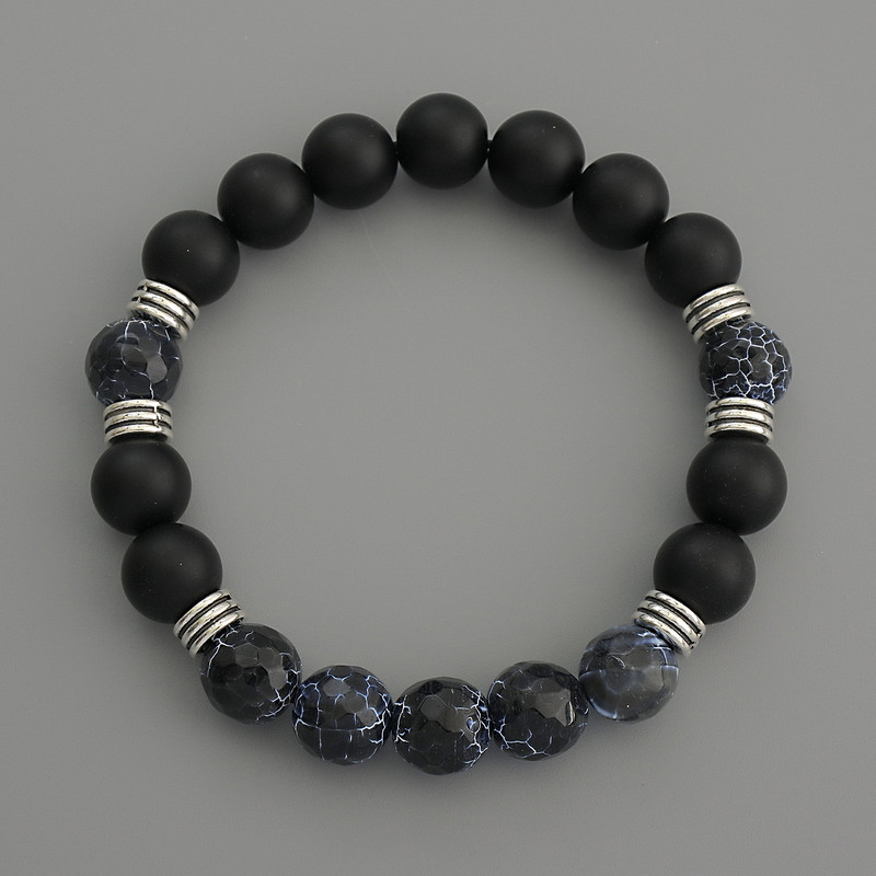 Náramek Assort – hladké a broušené korálky, průměr 10 mm ±, délka 18 cm elastický