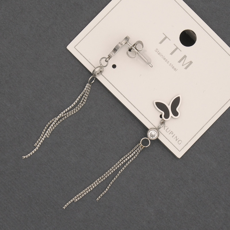 Náušnice Xuping se černými kameny a bílými štrasami, délka 56 mm+