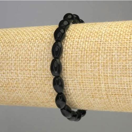 Náramek z achátu 'Zrno', průměr 12×8 mm, délka 18 cm, elastický