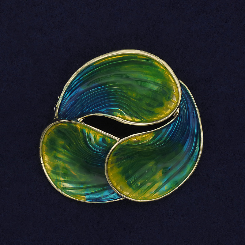 Brož Akcent žluto-modrá smaltovaná na zlatém kovu 44 mm+