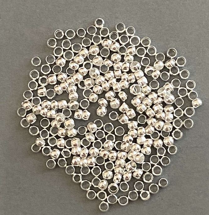 Krimpovací fixátory «zahipy», průměr 3 mm, barva kovu «stříbro» 8 g