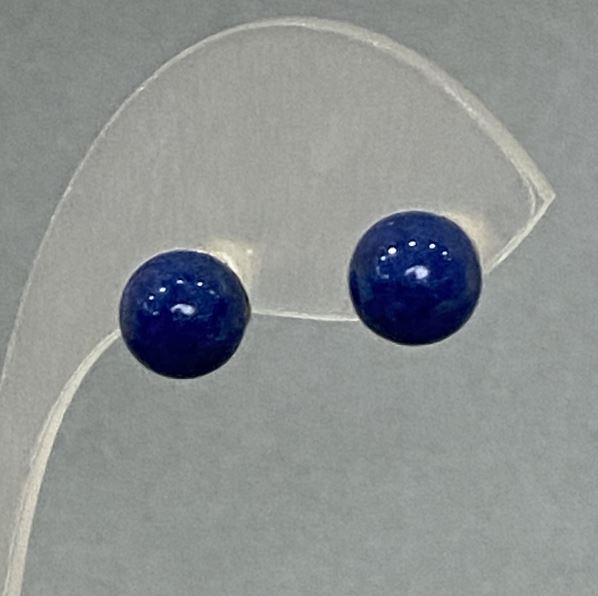 Náušnice pecky z lazuritu (lisované), kov pod stříbro, 8 mm