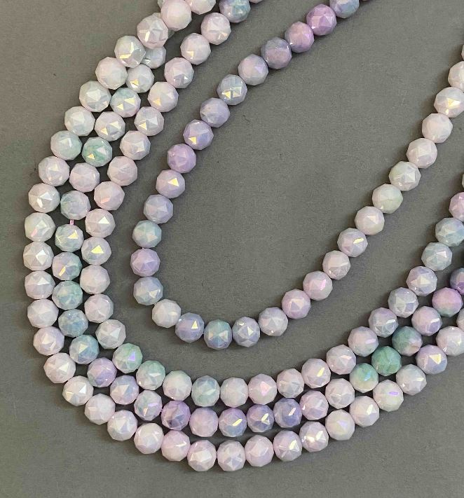 Korálky Český křišťál multicolor na niti, broušené kuličky, průměr 8 mm + -, délka 38 cm +