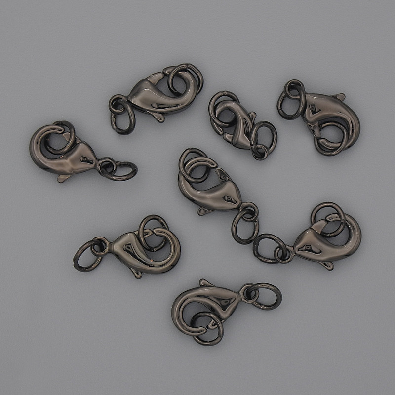 Karabinkové zapínání 12×6 mm – černá barva kovu