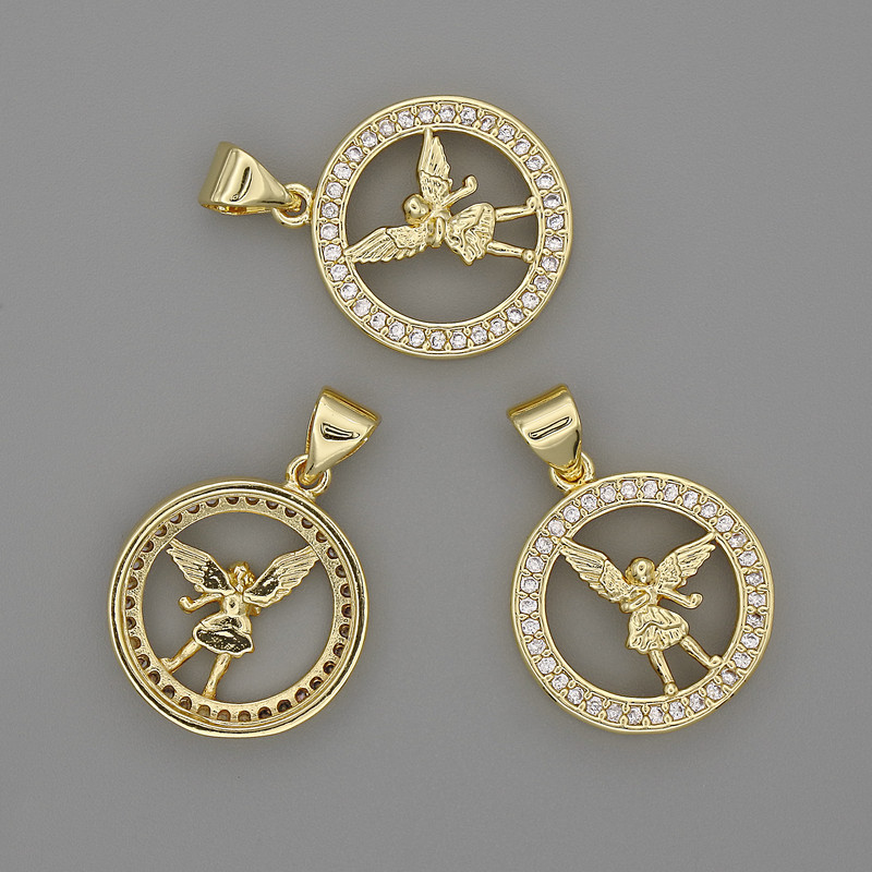 Přívěsek Anděl 16 mm +/-, délka 22 mm +/- zlatistý kov