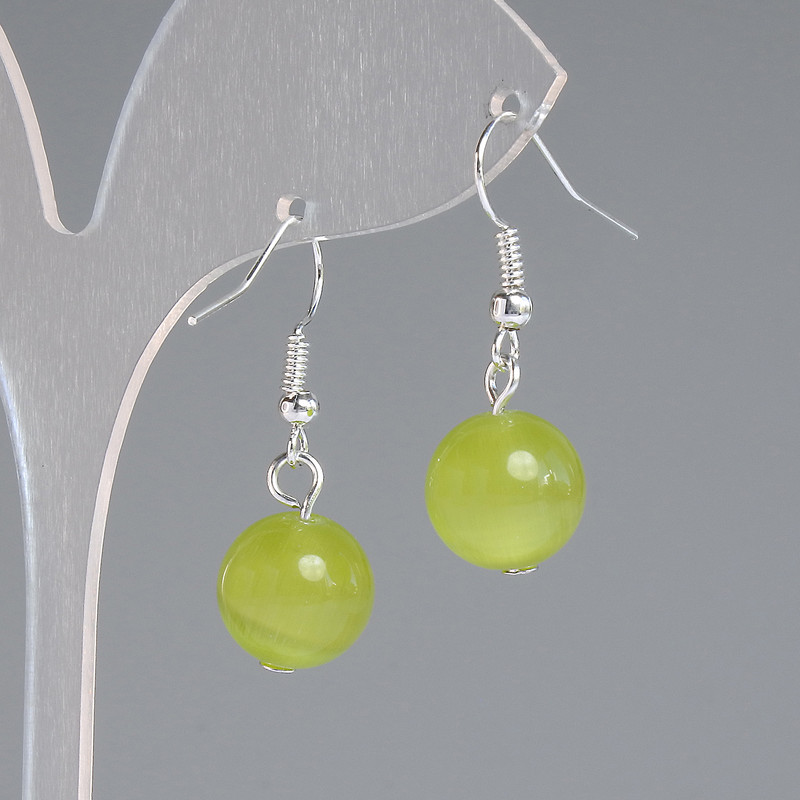 Náušnice z olivového kočičího oka