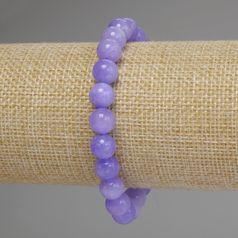 Náramek z akvamarínu – hladké kuličky, průměr 8 mm, délka 18 cm, elastický