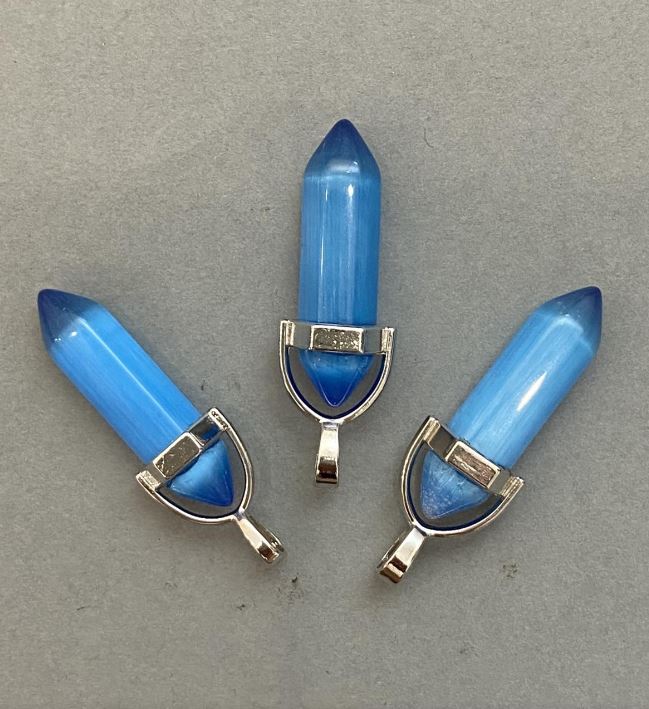 Přívěsek Kočičí oko šestiúhelníkový krystal 8×31×41 mm+