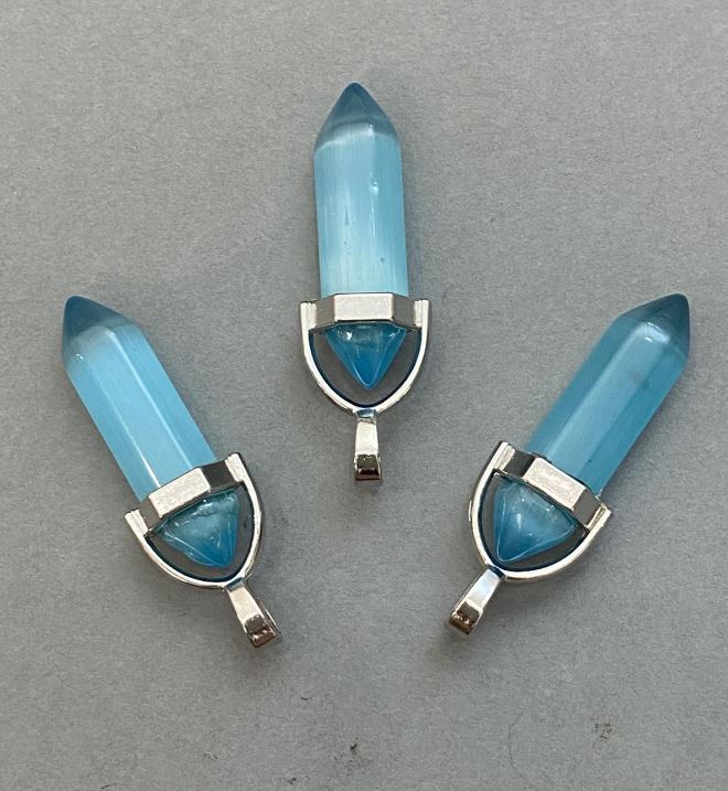 Přívěsek Kočičí oko, šestiúhelníkový krystal, 8×31×41 mm+