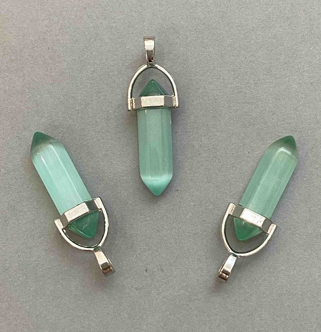 Přívěsek Kočičí oko, šestiúhelníkový krystal, kulička 8×31×41 mm+