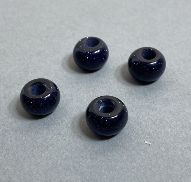 Korálka Pandora z aventurinu 'Modrý písek Noční Káhira' 14×9 mm + -, průměr díry 5,5 mm +