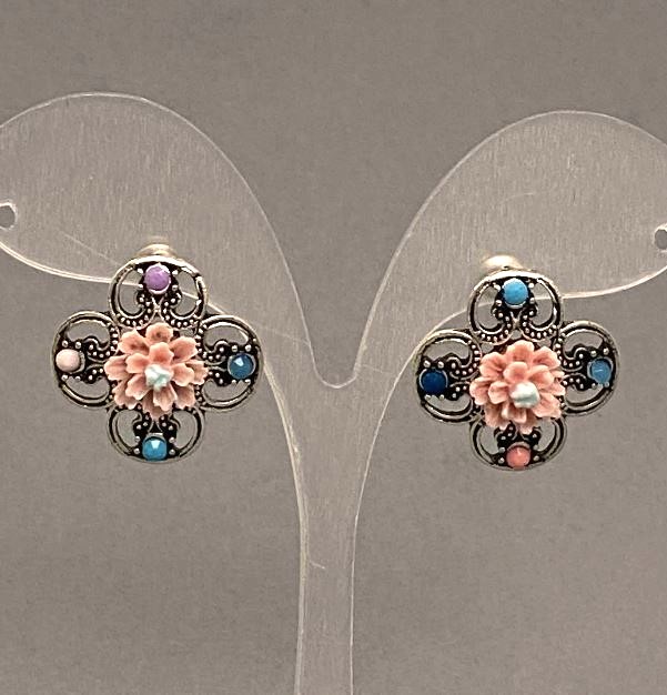 Náušnice «Astry» růžové, 22 mm