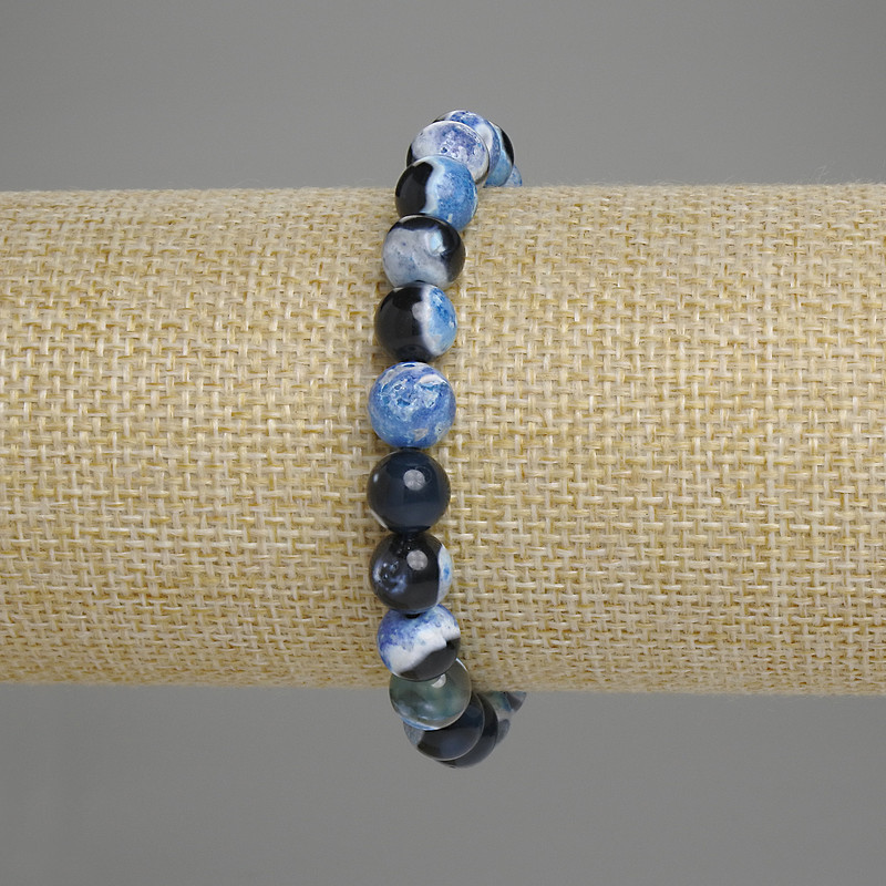 Náramek z achátu kuličky 8 mm, délka 18 cm