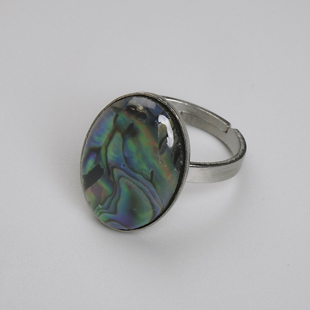 Prsten s haliotisem, oválný 19×14 mm, kov: stříbrný