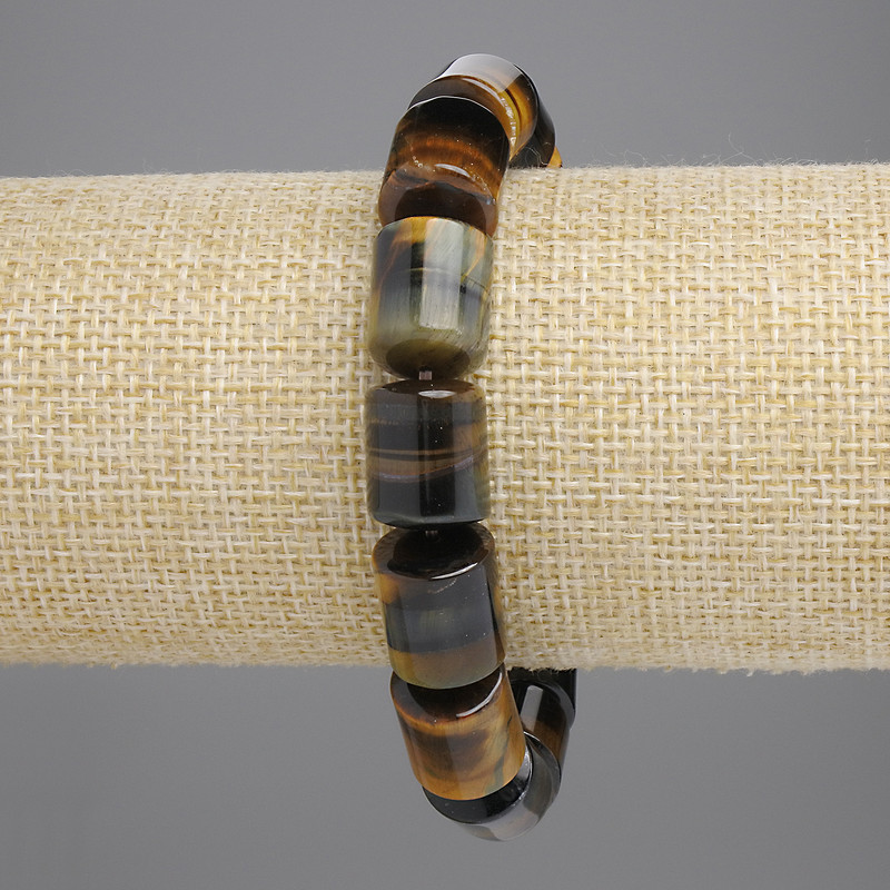 Náramek ze sokolího oka s cylindrickými korálkami