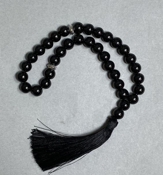 Modlitební korálky z achátu, hladké kuličky o průměru 8 mm, 33 korálků