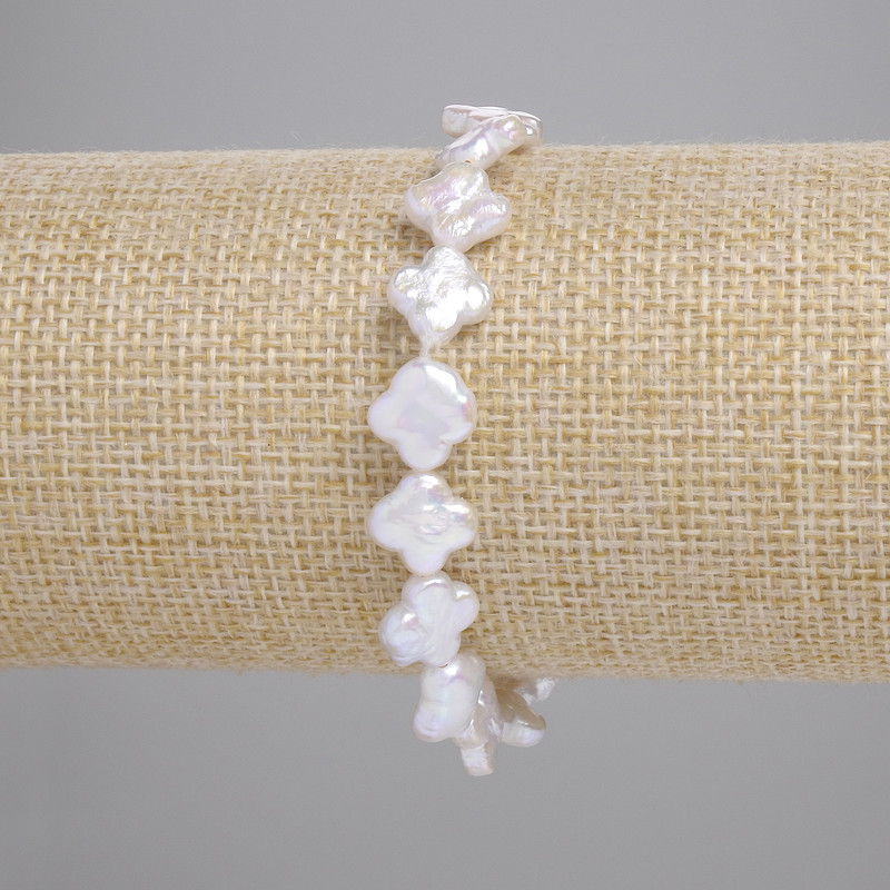 Náramek z barokních perel s odstínem benzínu a jetelové barvy, průměr 8 mm, 5–10, 5×8, 5 mm, délka 18 cm ± (elastický)