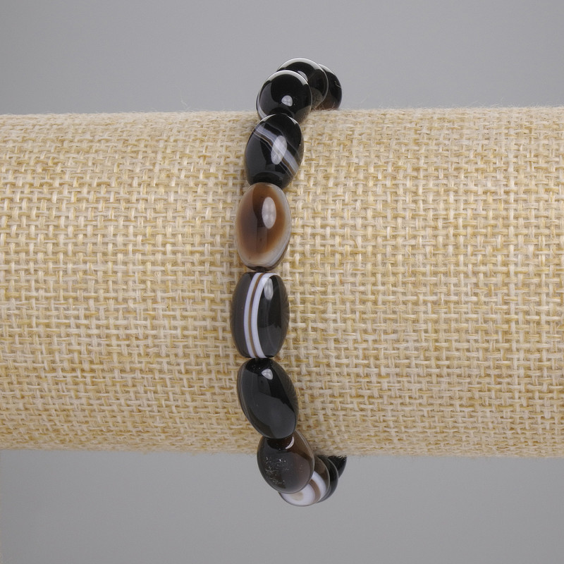 Náramek z achátu «Zrno» 18 cm elastický