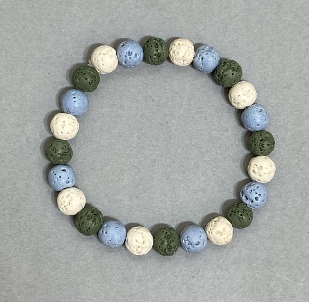 Náramek z sopečné lávy – kuličky 8 mm, délka 18 cm, elastický