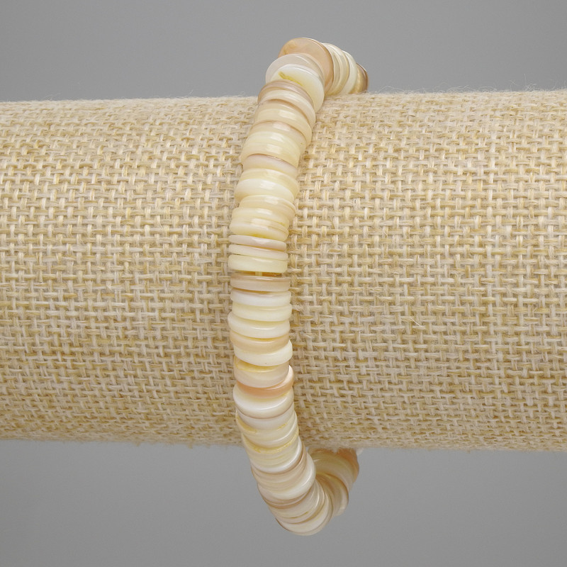 Náramek z mušle Skafarka rondel, průměr 8×1,5 mm, délka 18 cm, elastický