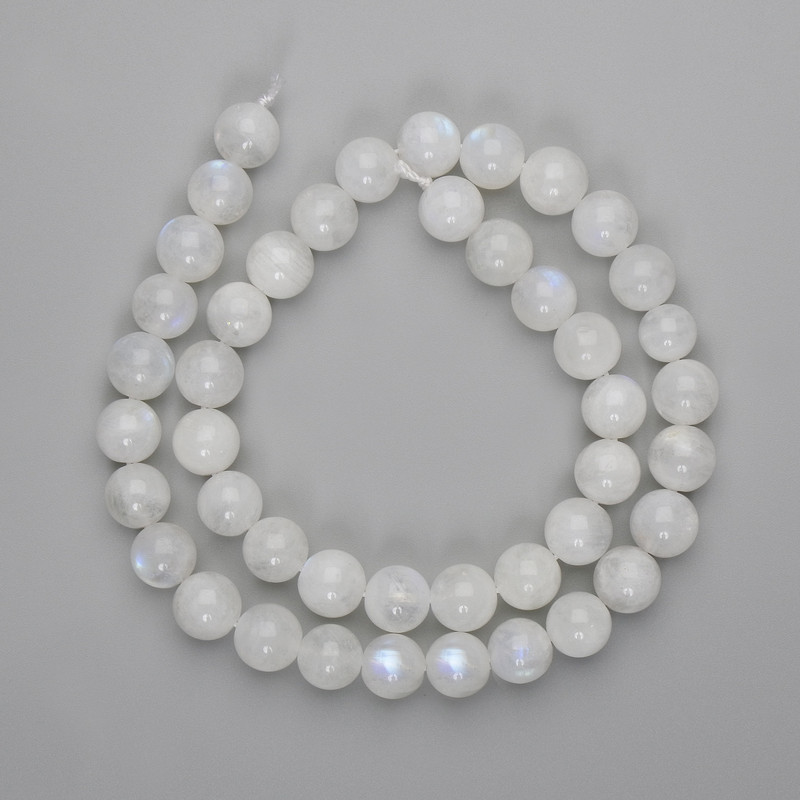 Adularitové korálky, hladké koule 10 mm, délka 40 cm