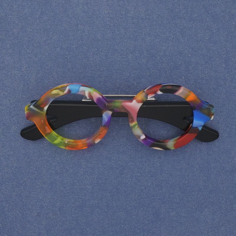 Brožka „Brýle“ akryl stříbrný kov 65×25 mm+