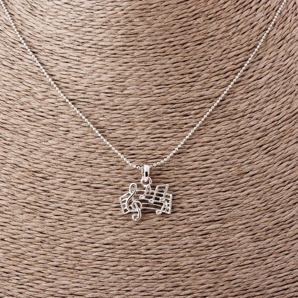 Кулон Нотний стан на жетонної ланцюжку, довжина 52см, діаметр 2х1, 5 см сріблястий метал