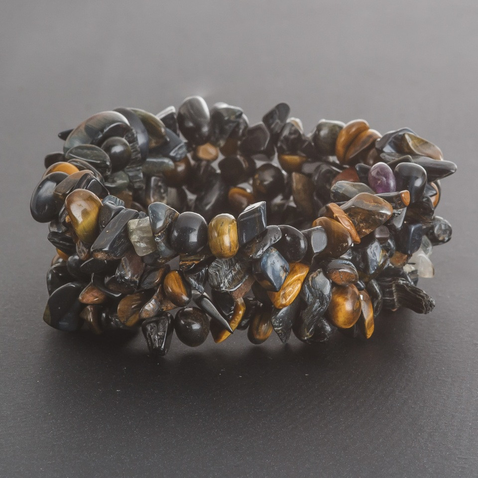 Náramek sokolí oko 'kamenné zrno' na elastické šňůrce