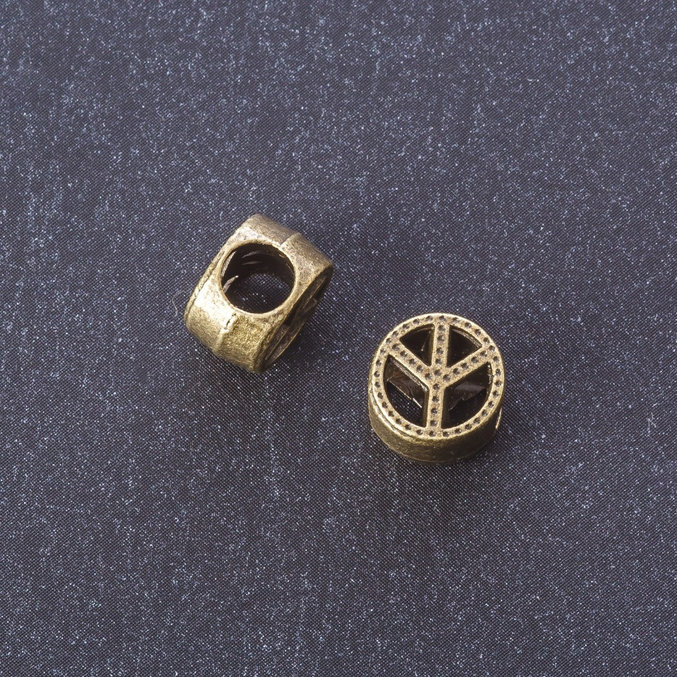 Kovová vložka «Mír» bronzová barva, průměr 4 mm, balení 20 g ± 9 ks