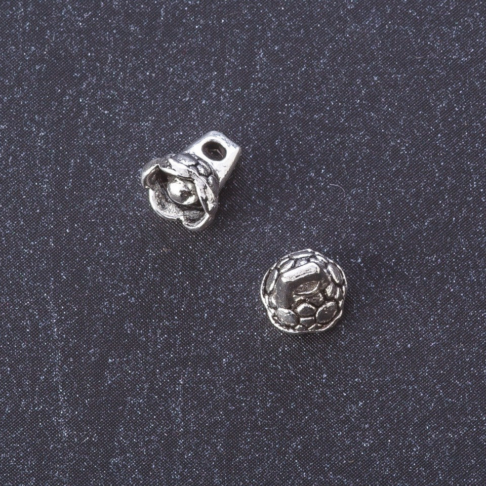 Kovové doplňky – visací zvoneček, barva kovu 'stříbro', délka 8 mm, balení 20 g, ± 47 ks