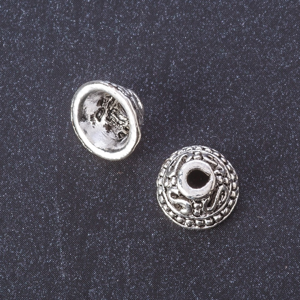 Koncovka, barva kovu 'stříbro', průměr 11 mm, Ø2–7 mm, Ø3,5 mm; balení 20 g ± 10 ks