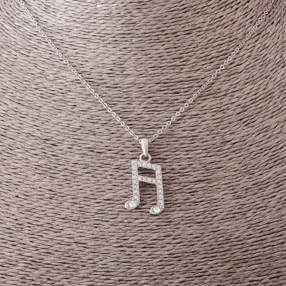 Přívěšek na řetízku „Nota“, průměr 2,5 cm, délka 55 cm, barva kovu: stříbrná