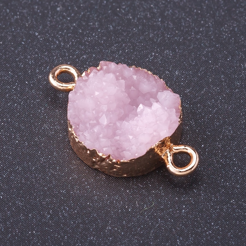 Konektor „Růžový sníh“ zlatá barva kovu, délka 1 mm, průměr 14 mm, plast