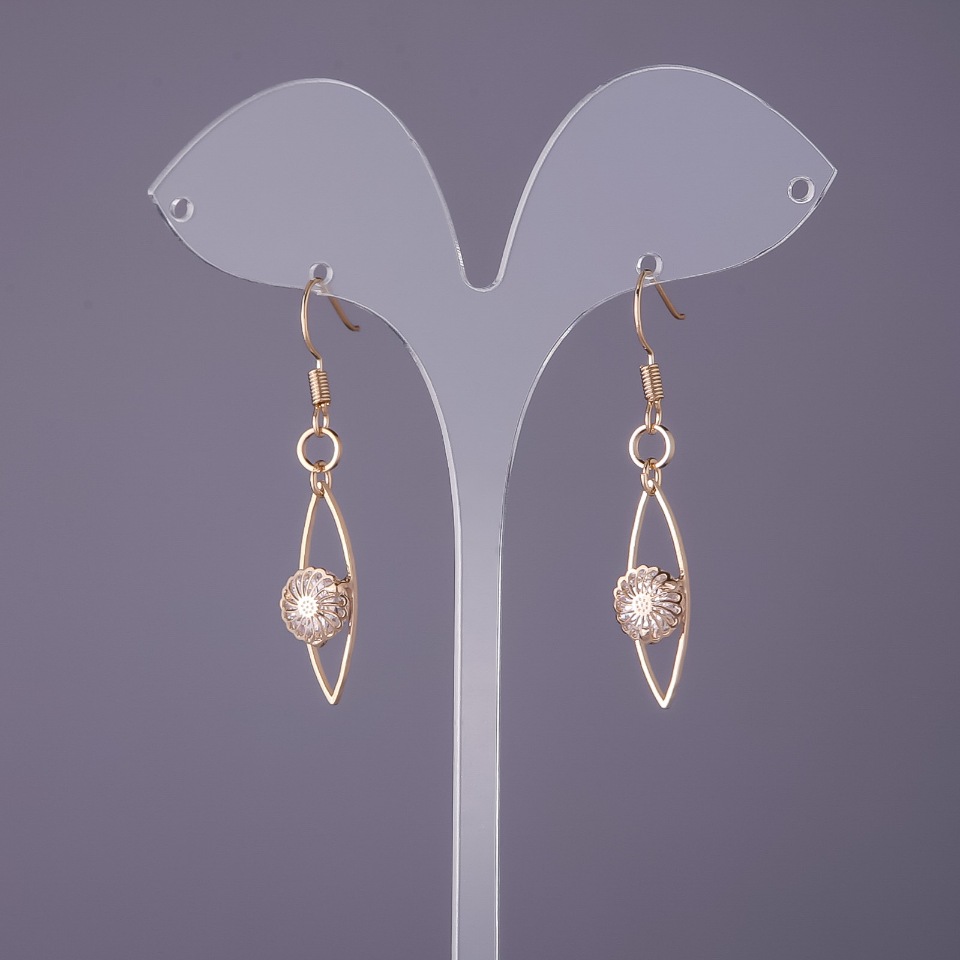 Náušnice «Itaolao» s krystaly, průměr 9 mm, délka 47 mm, zlatá barva