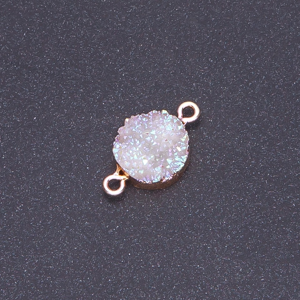 Konektor bílá kosmos «Druza» akryl «zlatý», průměr 14 mm, tloušťka 3 mm