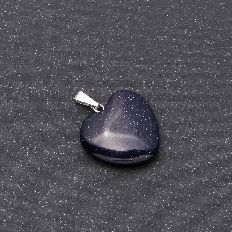 Přívěšek Srdce z aventurínu Modrý písek Noční Káhira (syntetický) 19×19×26 mm