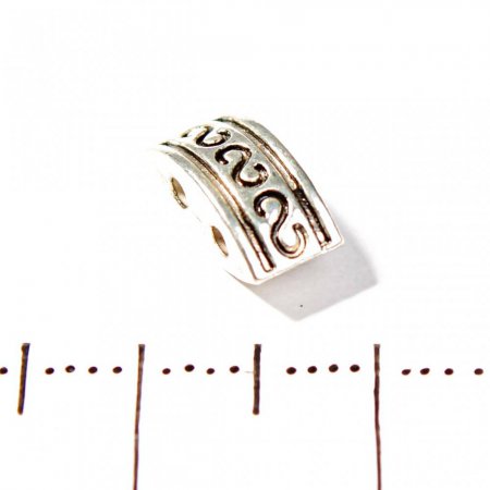 Vložka mezi korálky obdélníková, dvojitě vypuklá, na dvě nitě, kov, 10×5 mm, 20 g, balení ±25 ks