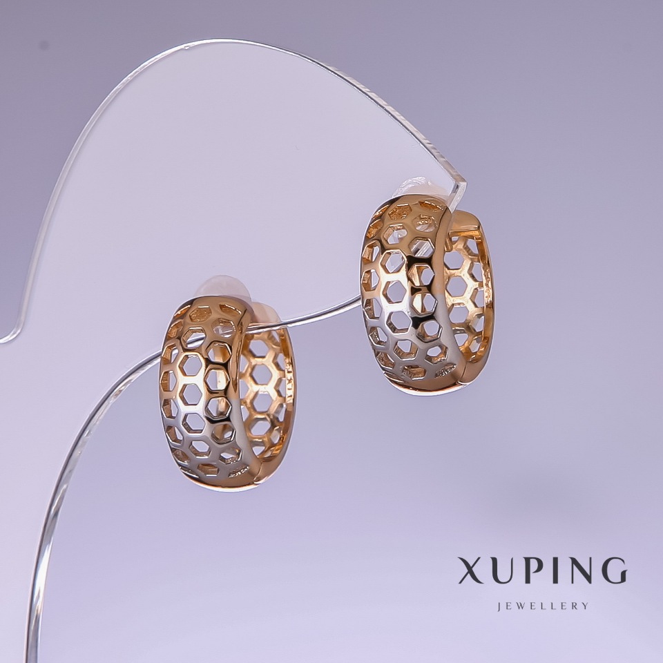 Náušnice Xuping «Soti» 15×7 mm rodium, pozlacení 18k
