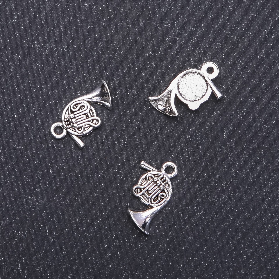 Přívěšek – bižuterní součástka Trubka Valtorna, průměr 16 mm, délka 12 mm, průměr 1,8 mm, balení 20 g, 26 ks (+ -)