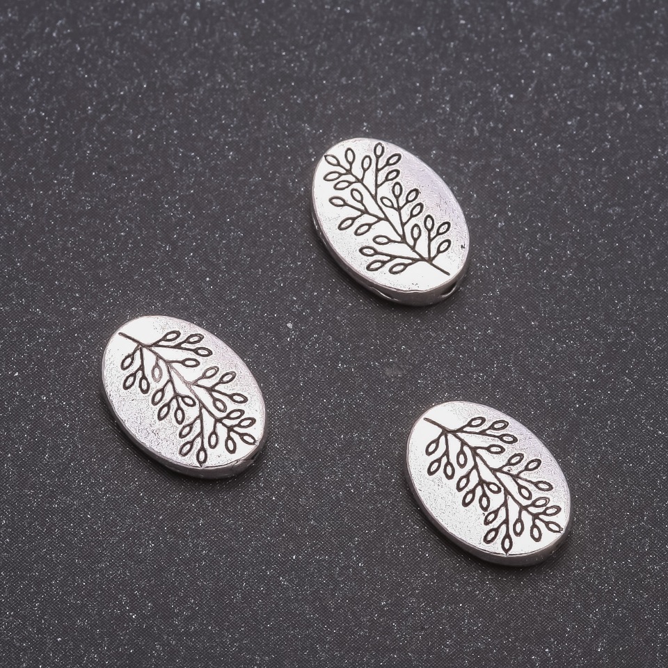 Bižuterní korálková vložka 'Větvička', průměr 14×10 mm, díra 1,5 mm, hmotnost 20 g, ± 13 ks