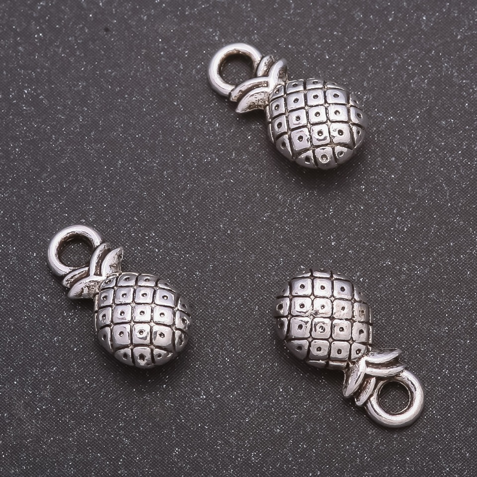 Přívěsek Ananas, bižuterie pro šperky, průměr 14×7 mm, vnitřní průměr 3 mm, 20 g, ±19 ks