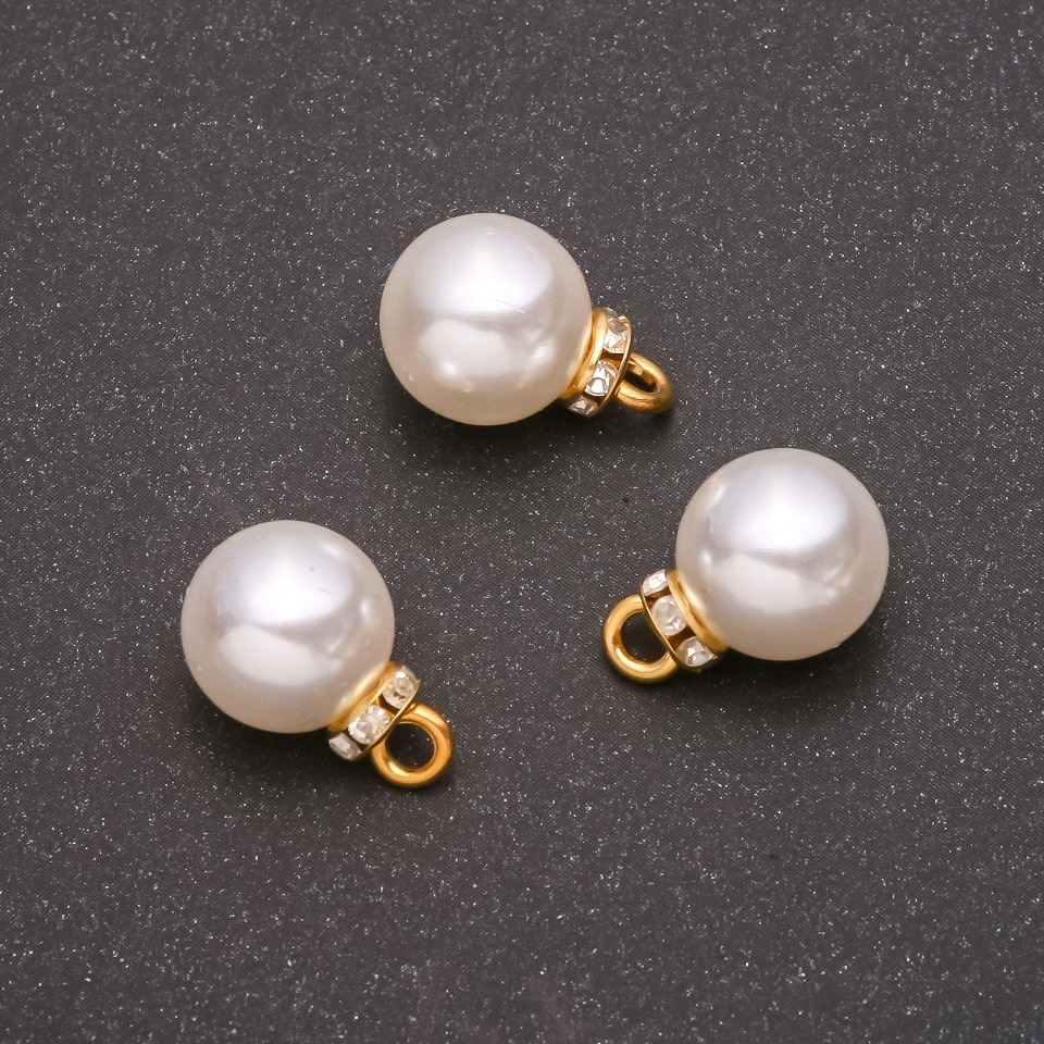 Přívěsek „Perla“ z žlutého kovu (plastik) 12 × 17 mm, otvor 1,8 mm, balení 10 ks +