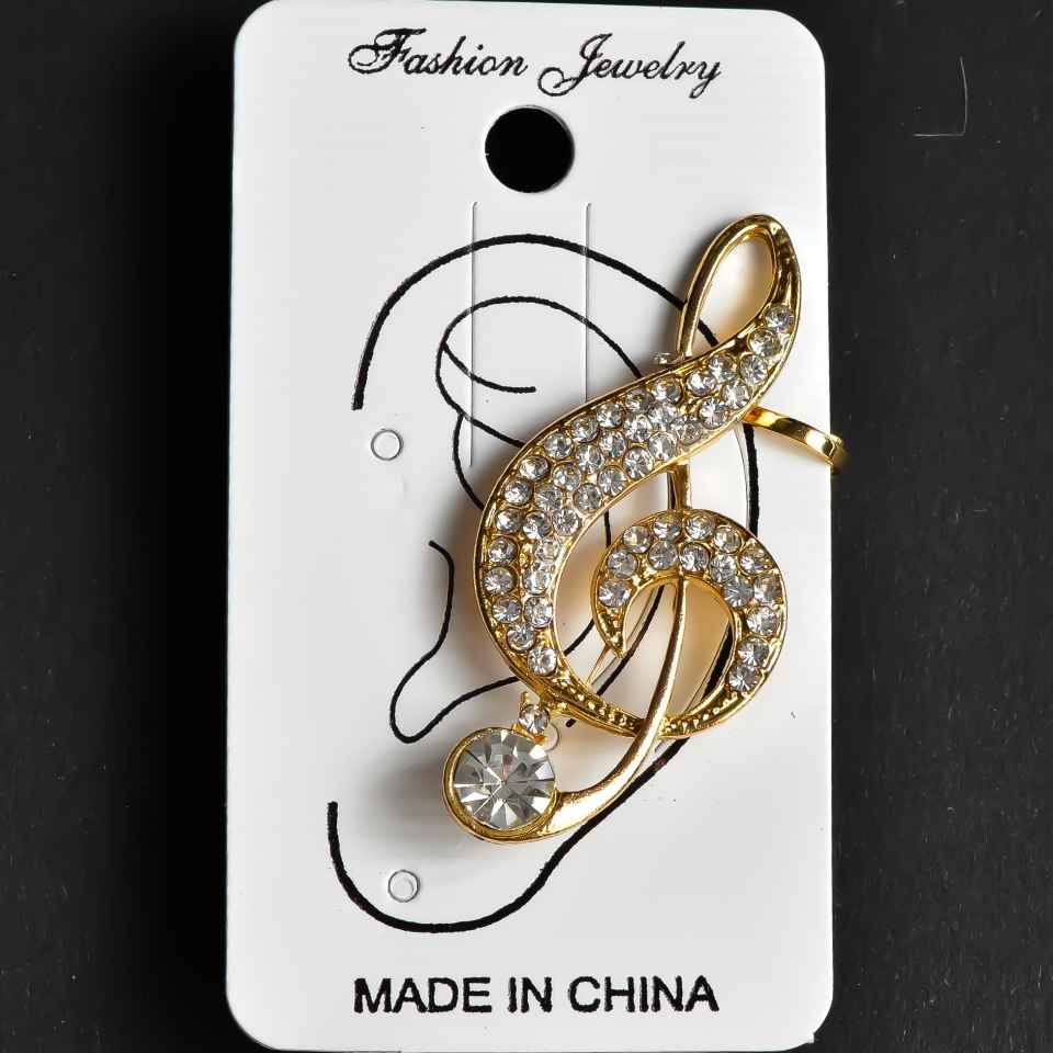 Kaf na ucho z žlutého kovu, délka 47 mm