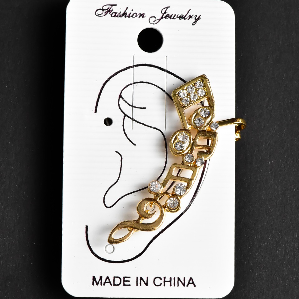 Ušní klipsna na ucho, délka 40 mm, žlutý kov