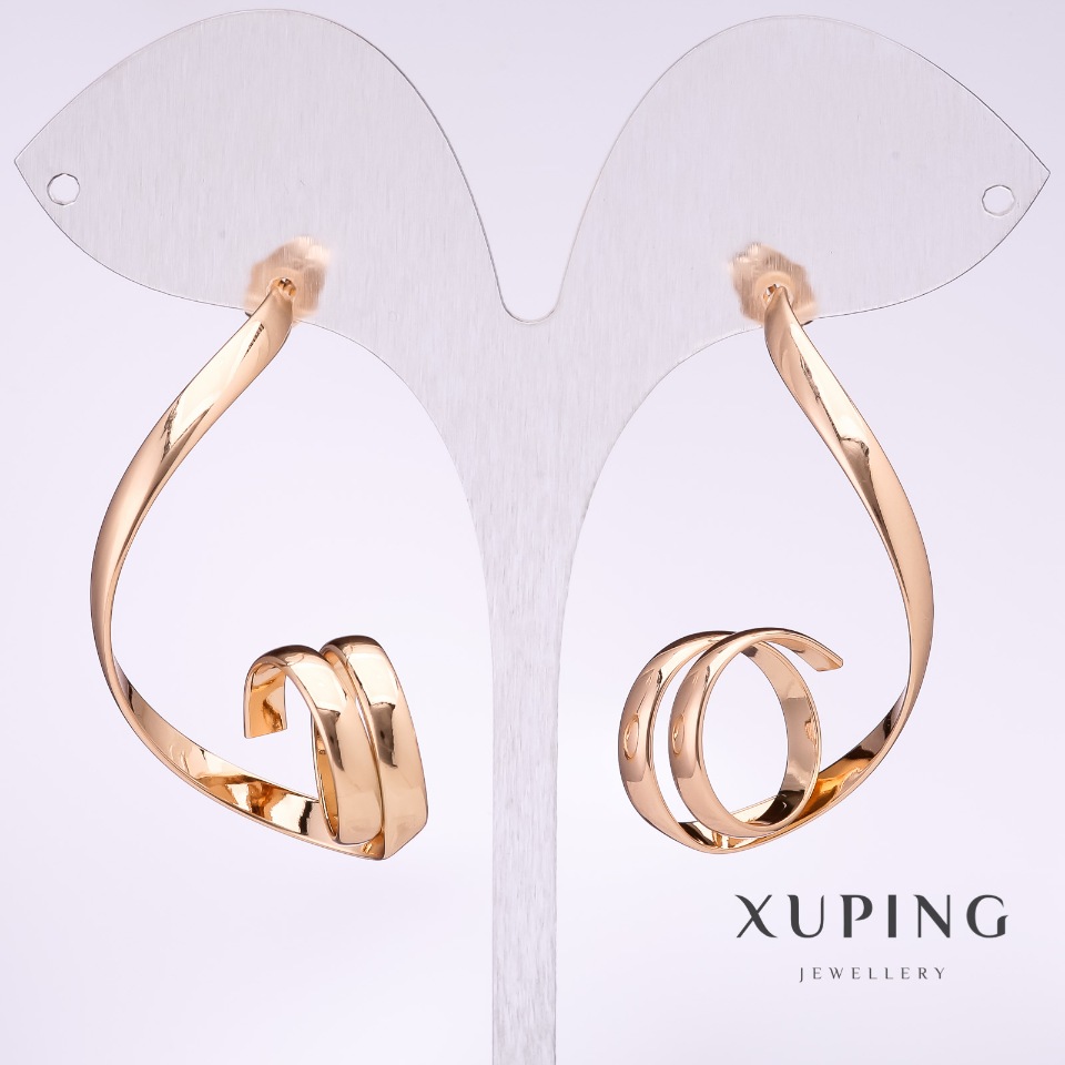 Náušnice Xuping «spirály» 45 × 8 mm pozlacené 18K